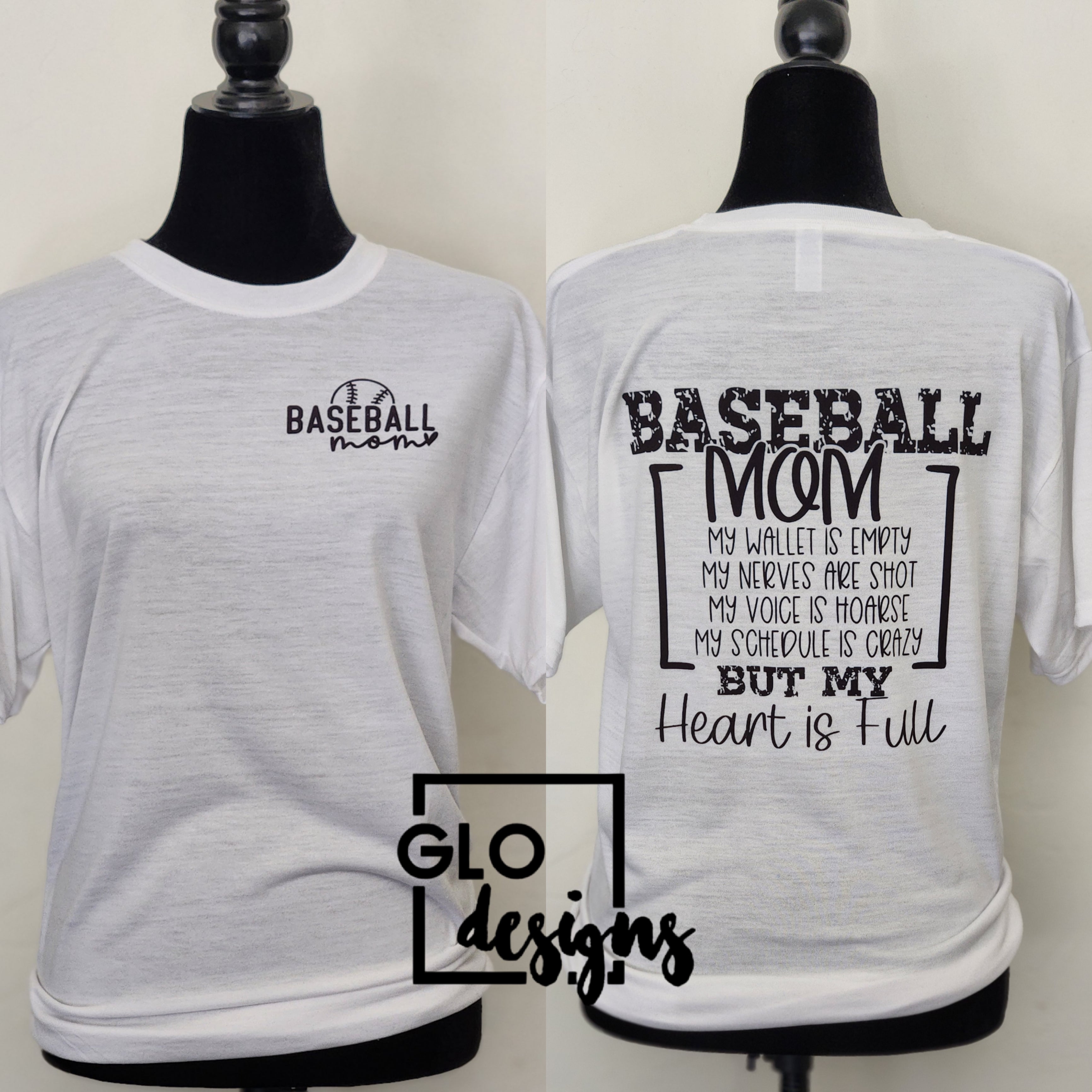 Baseball Mom My Heart Is Full Graphic Tee